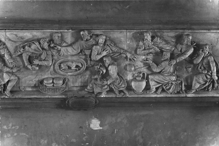 bas-relief : La Cène, par Claude Arnoux dit Lulier, marbre, 1560
