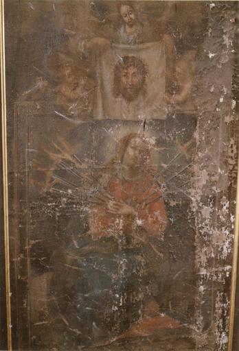 tableau : La Sainte Face et Notre-Dame des sept Douleurs, huile sur toile, 17e siècle