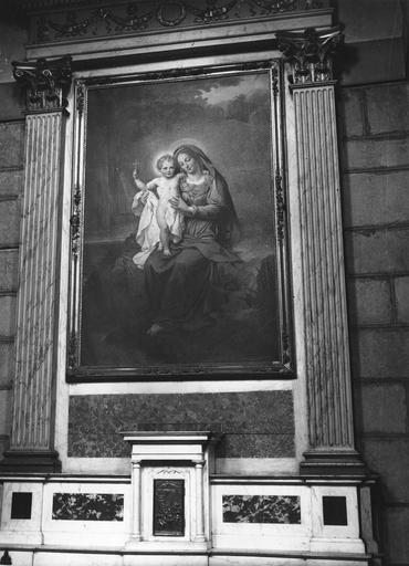 Autel secondaire, tabernacle, retable, tableau : La Vierge à la Fontaine