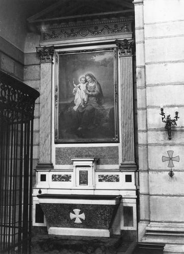 tableau de l'autel latéral gauche : La Vierge à la Fontaine, par Lancrenon, 19e siècle