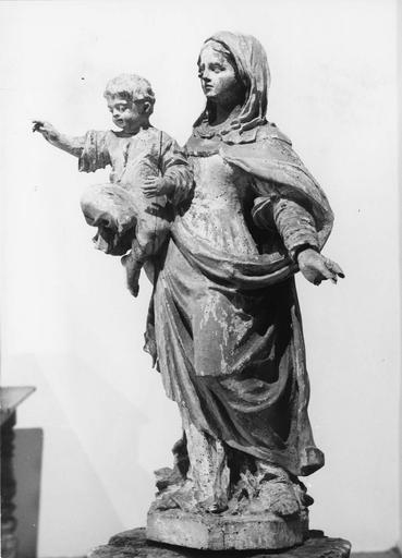 statue : Vierge à l'Enfant, bois polychrome, 18e siècle