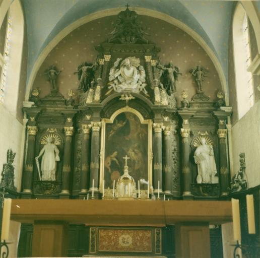 maître-autel, bois sculpté, polychrome et doré, 18e siècle