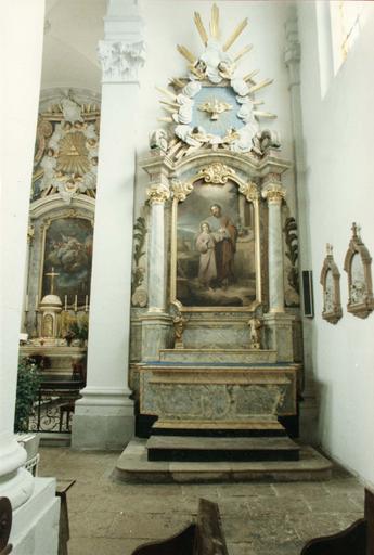 autel et retable latéral droit, tableau : Saint Joseph et l'Enfant Jésus, 19e siècle, après restauration