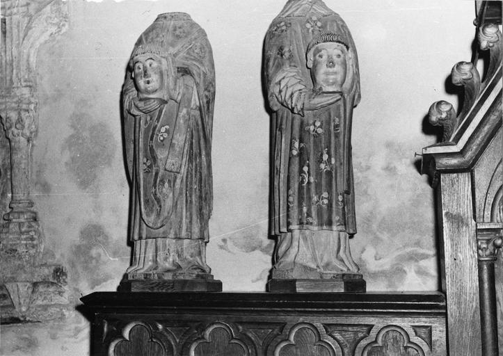 2 statuettes : Saint Ferréol, Saint Ferjeux, bois polychrome, 16e siècle