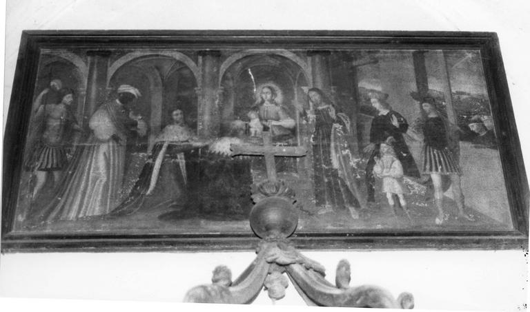 tableau : L'Adoration des Mages et une famille de donateurs