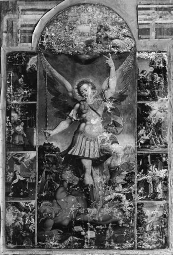 tableau : Saint Michel terrassant le dragon, 1645, avant restauration
