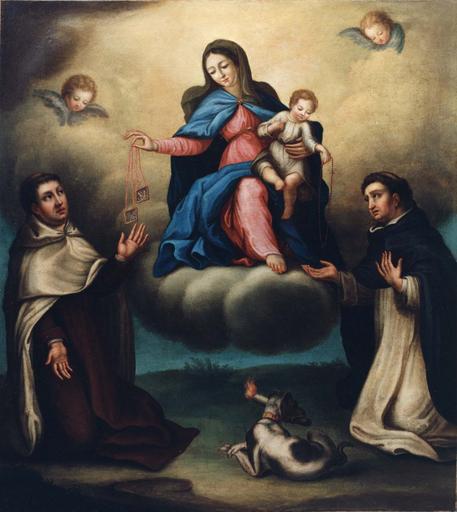 tableau : Vierge à l'Enfant entre deux saints, huile sur toile, après restauration