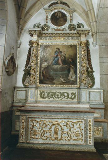 autel retable du bas-côté nord, tableau : Vierge à l'Enfant entre deux saints, après restauration