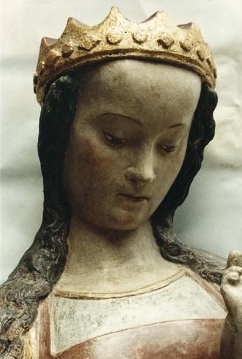 statue : Vierge à l'Enfant, visage après restauration