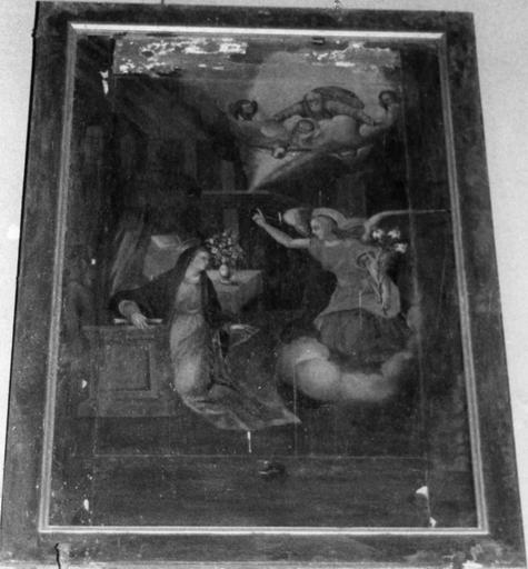 revers du tableau (panneau peint) : saint Roch (partie basse et haute de la scène)