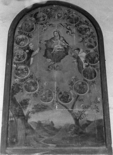 tableau (panneau peint) du retable du croisillon nord : Le Rosaire