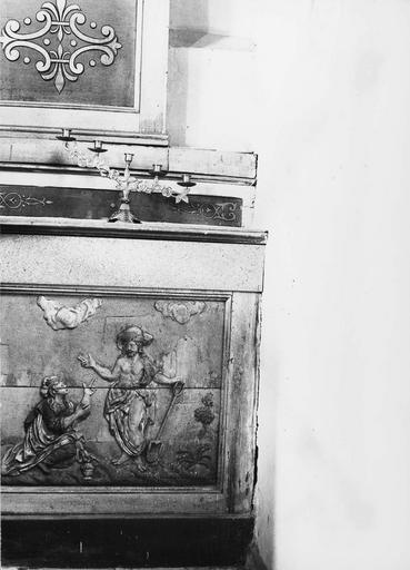 relief (panneau sculpté) : Noli me tangere, bois sculpté polychrome et doré, 18e siècle