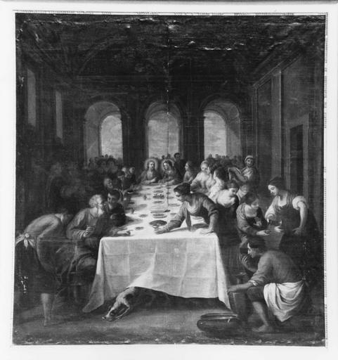 tableau : Les Noces de Cana, huile sur toile, 17e siècle ?