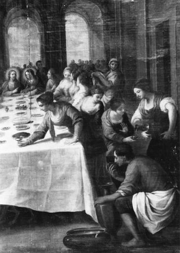 tableau : Les Noces de Cana, huile sur toile, 17e siècle ?, détail de la partie droite