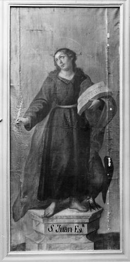 tableau : saint Jean évangéliste, huile sur toile, 18e siècle