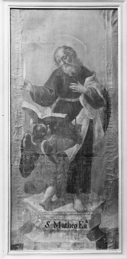 tableau : saint Mathieu évangéliste, huile sur toile, 18e siècle