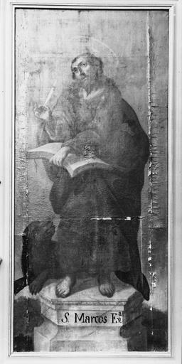 tableau : saint Marc évangéliste, huile sur toile, 18e siècle