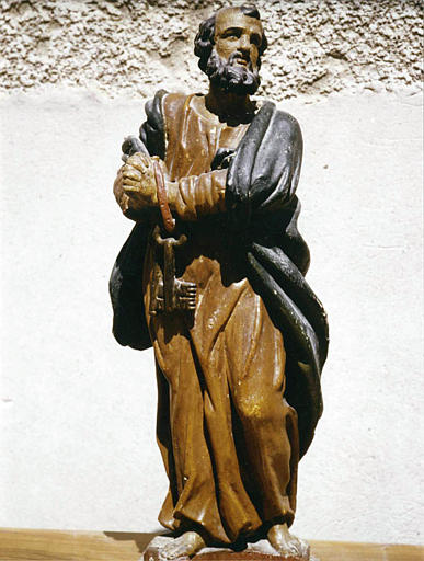 Statue : 'Saint Pierre', bois sculpté, peint - © Ministère de la Culture (France), Médiathèque du patrimoine et de la photographie (objets mobiliers), tous droits réservés