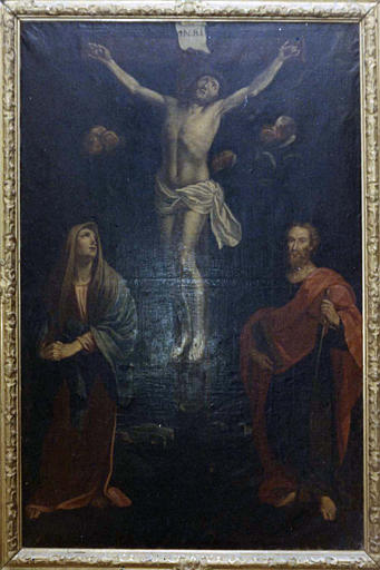 Tableau, cadre : 'La crucifixion', avec la Vierge et saint Paul au pied de la croix, huile sur toile - © Ministère de la Culture (France), Médiathèque du patrimoine et de la photographie (objets mobiliers), tous droits réservés
