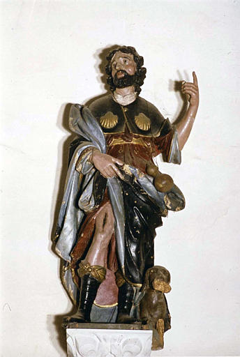 Statue : 'Saint Roch', bois sculpté, peint