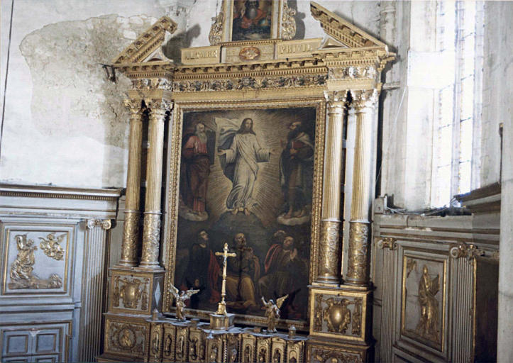 Retable, tableau : 'La Transfiguration', huile sur toile agrémentant un retable architecturé en bois sculpté et doré - © Ministère de la Culture (France), Médiathèque du patrimoine et de la photographie (objets mobiliers), tous droits réservés