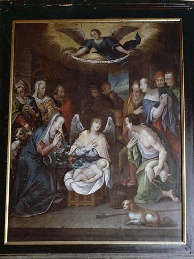 Tableau : 'L'Adoration des bergers', huile sur toile