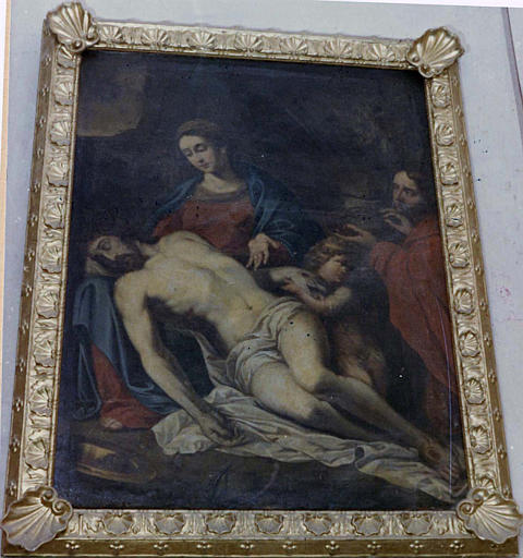 Tableau : 'Vierge de Pitié', huile sur toile