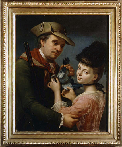 Tableau : Portrait de Jacques II, marquis du Puy-Montbrun, en habit de chasse, et de sa fille