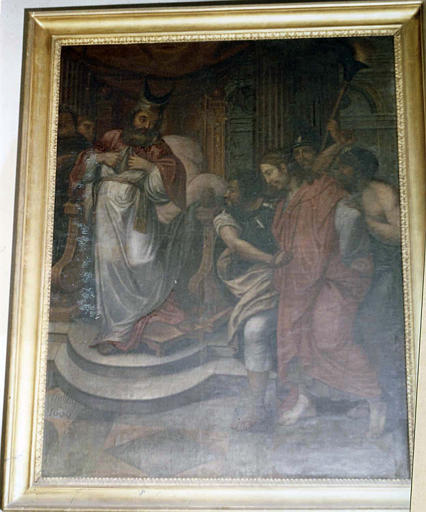 Tableau : 'Le Christ devant Caïphe', huile sur toile