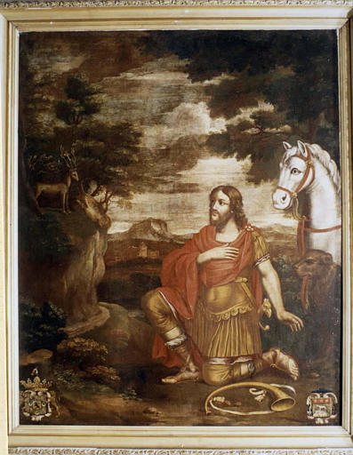 Tableau : 'La vision de saint Hubert', huile sur toile