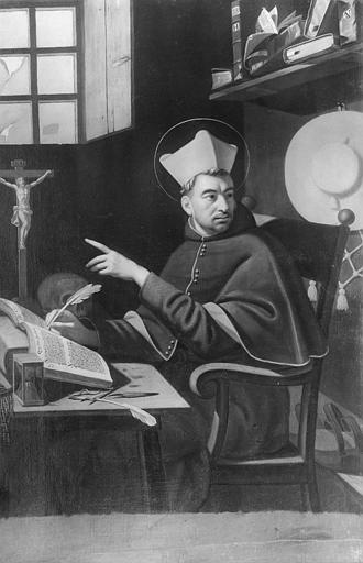 Tableau : 'Portrait d'un saint cardinal assis à sa table de travail', huile sur toile - © Ministère de la Culture (France), Médiathèque du patrimoine et de la photographie (objets mobiliers), tous droits réservés