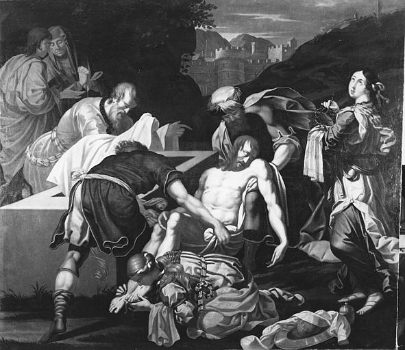 Tableau : 'La descente de croix', huile sur toile