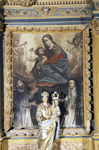 Tableau : 'L'institution du Rosaire', huile sur toile, élément de retable - © Ministère de la Culture (France), Médiathèque du patrimoine et de la photographie (objets mobiliers), tous droits réservés