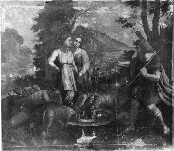 Tableau : 'Deux femmes et un berger abreuvant son troupeau', huile sur toile - © Ministère de la Culture (France), Médiathèque du patrimoine et de la photographie (objets mobiliers), tous droits réservés