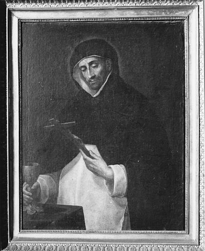 Tableau : 'Portrait d'un moine dominicain tenant un crucifix et un calice', huile sur toile