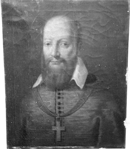 Tableau : 'Portrait de saint François de Sales', en buste, de face, huile sur toile