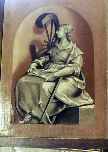 Tableau : revers, 'Sainte Catherine d'Alexandrie', huile sur bois - © Ministère de la Culture (France), Médiathèque du patrimoine et de la photographie (objets mobiliers), tous droits réservés