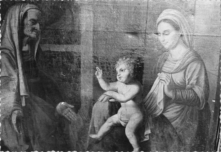 Tableau : 'La Sainte Famille avec l'Enfant bénissant sainte Anne', détail de la bénédiction, huile sur toile cintrée - © Ministère de la Culture (France), Médiathèque du patrimoine et de la photographie (objets mobiliers), tous droits réservés