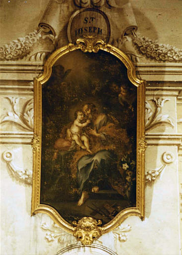 Tableau : 'Saint Joseph et l'Enfant Jésus', huile sur toile