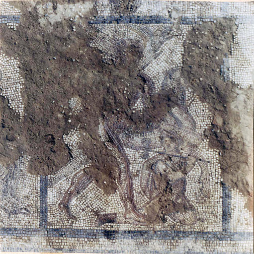 Mosaïque gallo-romaine : 'Hercule et la reine des Amazones', marbre