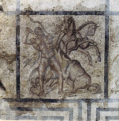 Mosaïque gallo-romaine : 'Les juments de Diomède', marbre