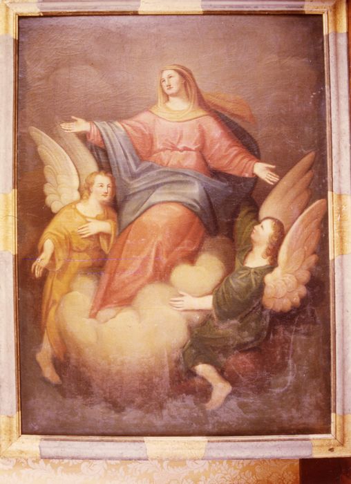 Tableau et son cadre : Vierge enlevée par des anges