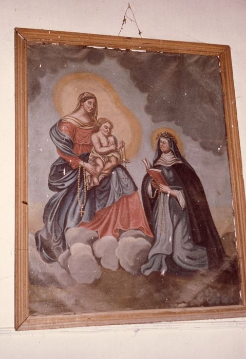 tableau : Remise du rosaire avec sainte Catherine