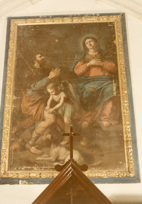 Tableau et son cadre : Saint Roch implorant la Vierge aux Sept Douleurs