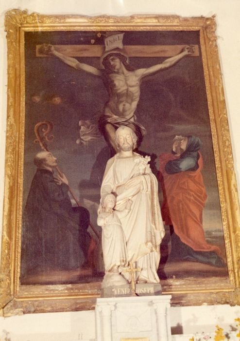 tableau : Christ en croix avec la Vierge et saint Mayeul