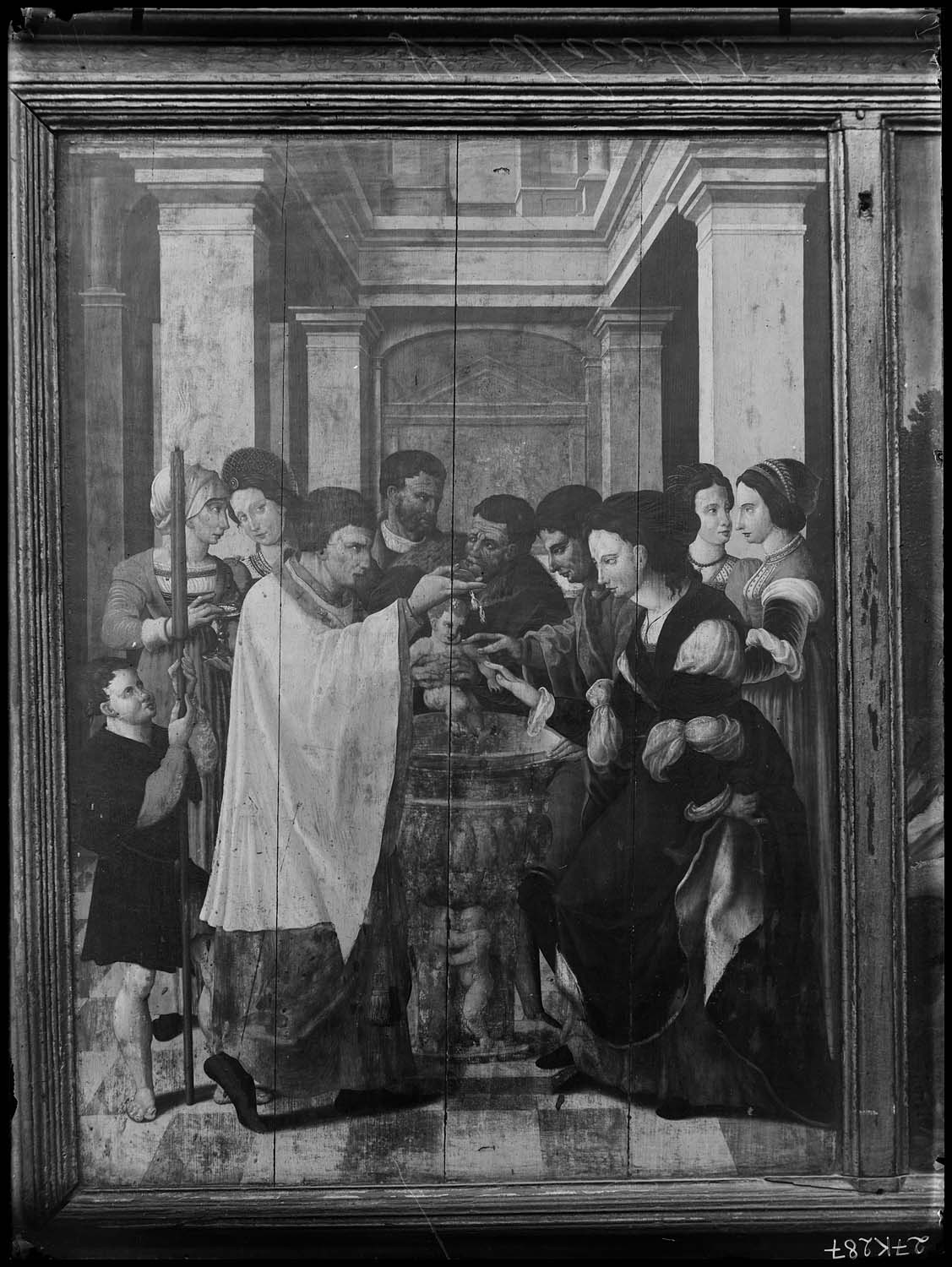 Panneau peint de triptyque : Baptême