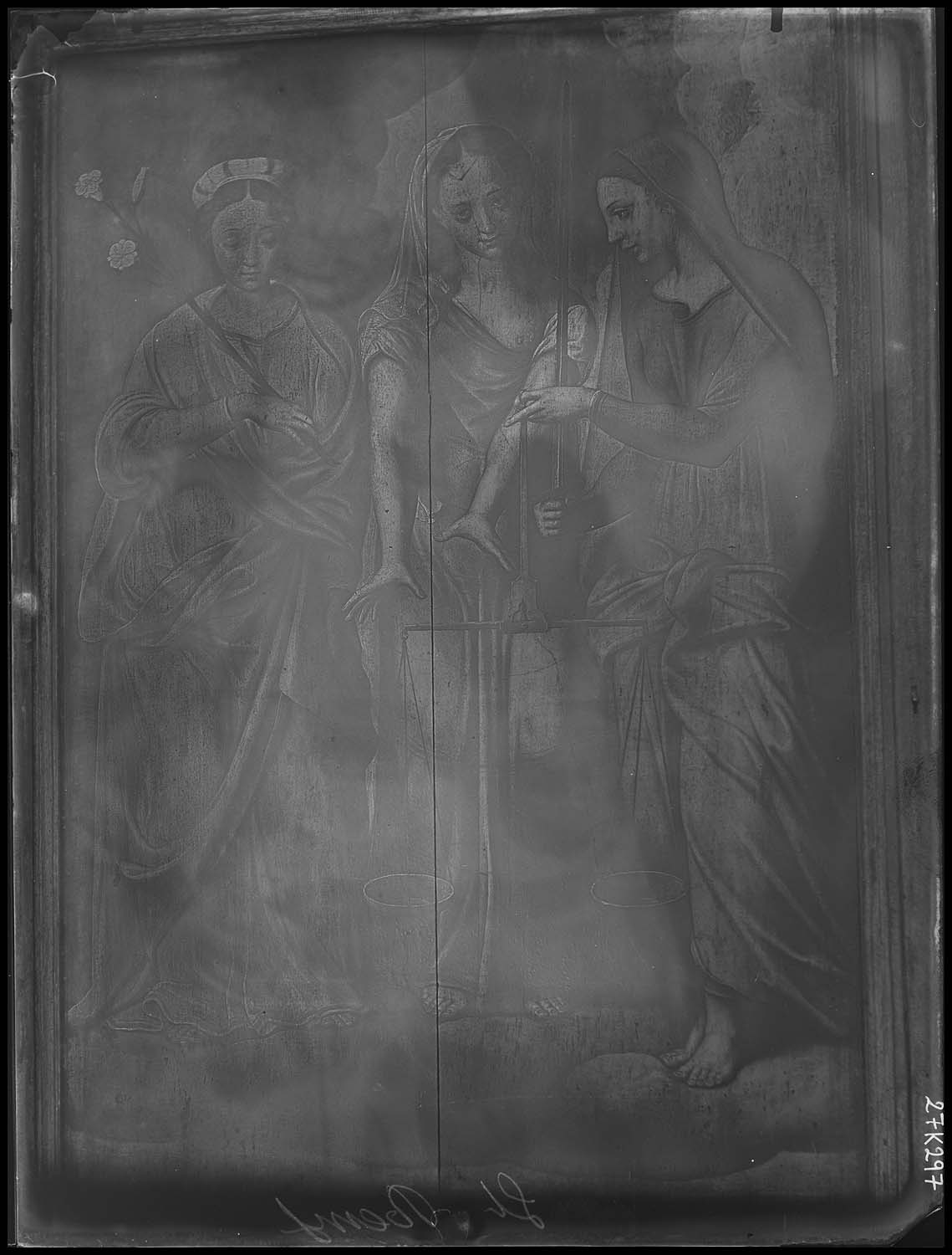 Panneau peint de triptyque : Vertus