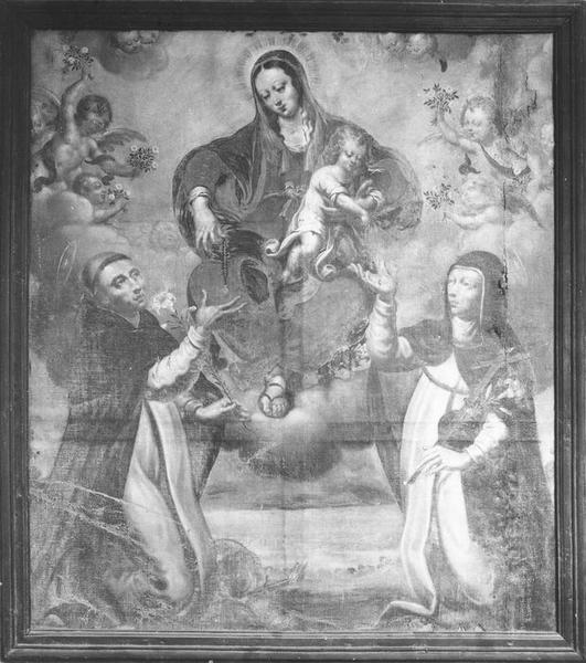 tableau : la Donation du Rosaire à saint Dominique et sainte Catherine, vue générale - © Ministère de la Culture (France), Médiathèque du patrimoine et de la photographie (objets mobiliers), tous droits réservés