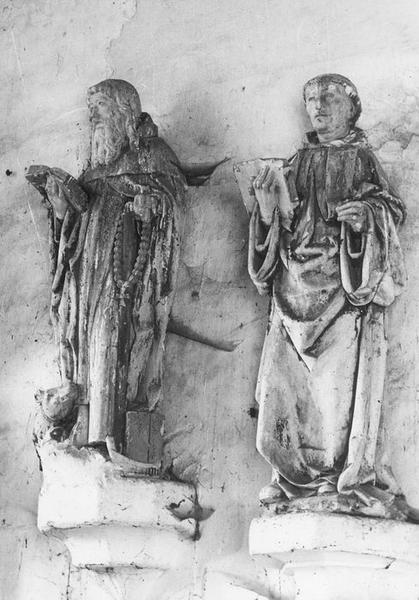 statues : saint Antoine ermite, saint Benoît (2), vue générale