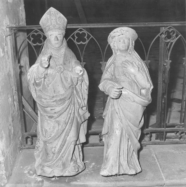 statues : Vierge (anciennement sainte Barbe), saint Anselme, vue générale - © Ministère de la Culture (France), Médiathèque du patrimoine et de la photographie (objets mobiliers), tous droits réservés